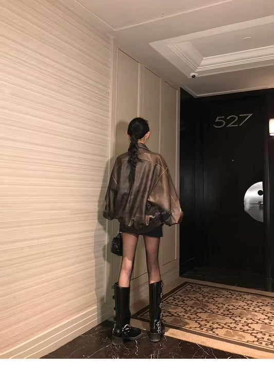 ג׳קט דמוי עור רטרו