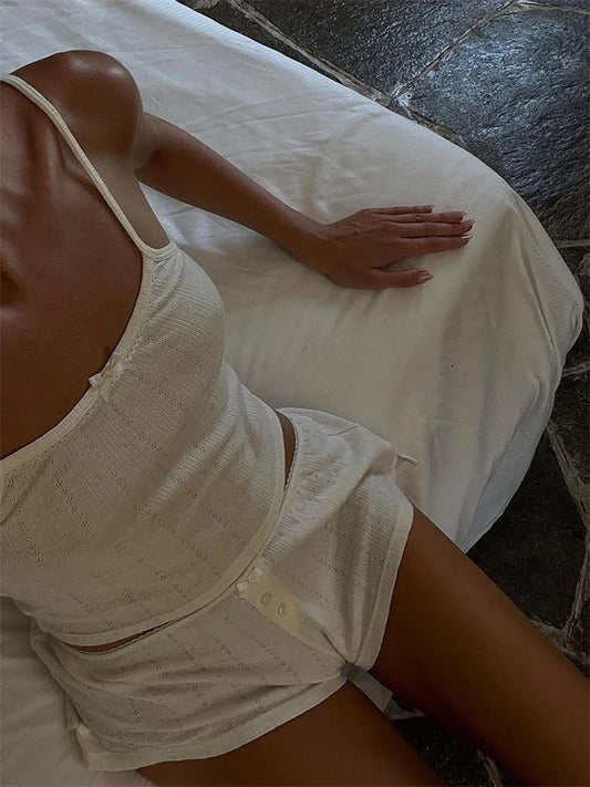 סט פיג’מה עם עיטורי תחרה