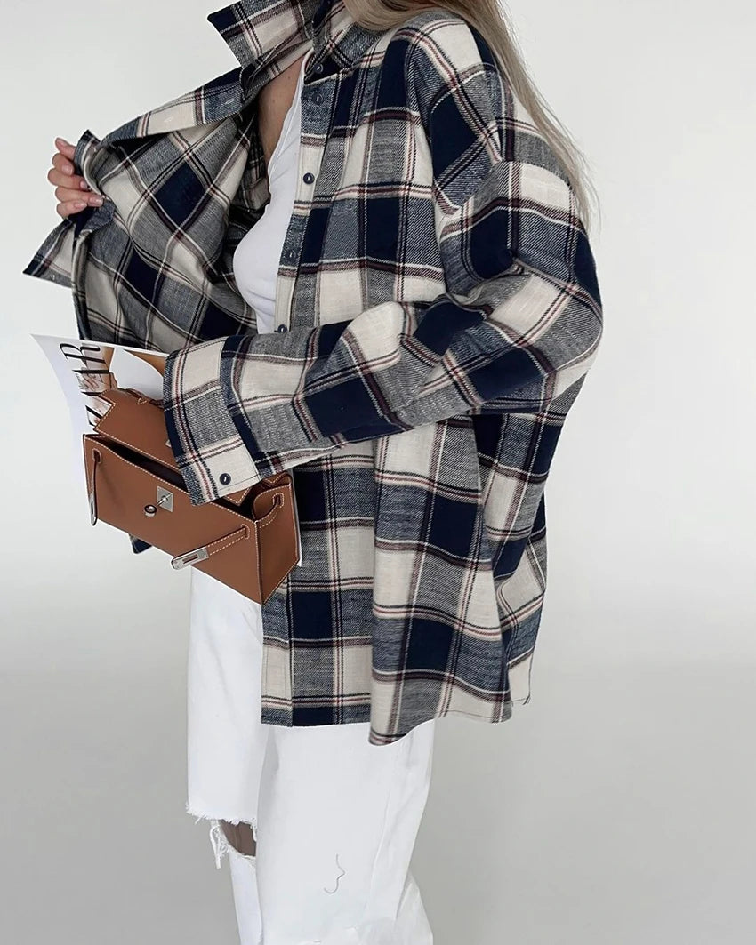 חולצת פלנל משובצת OVERSIZE