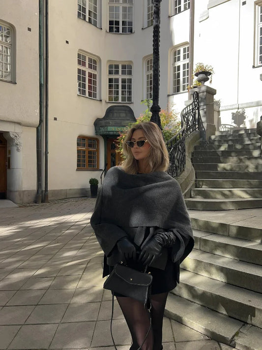 ג׳קט סרוג עם צעיף